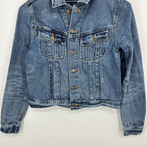 Ralph Lauren Sport Denim Jacket Women's XS Blue Button Closure Trucker Cotton - Picture 3 of 9